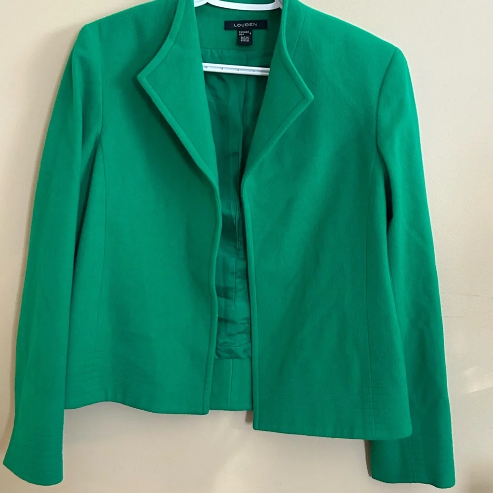 VTG Vibrant Green Women's Wool and Cashmere Blend Blazer - Picture 7 of 10